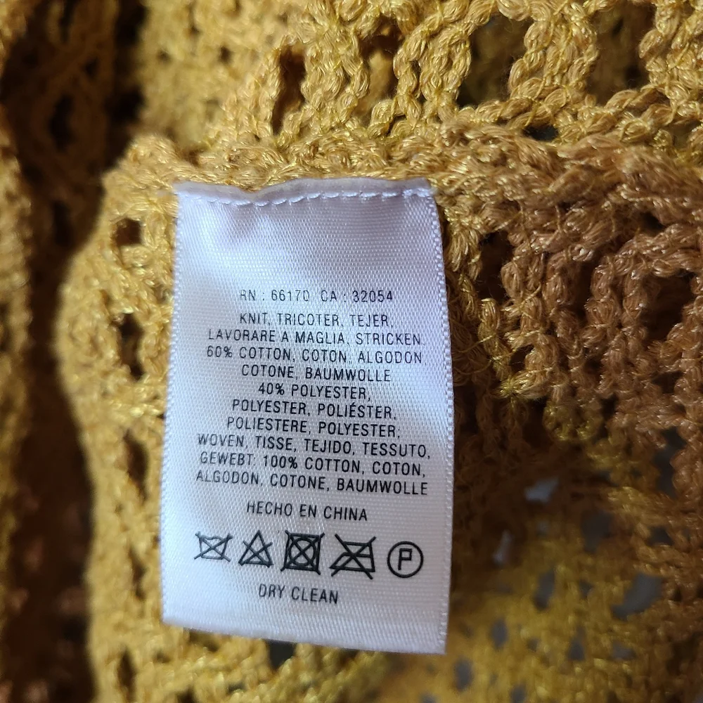 Anthropologie Angel Of The North Open Knit Mustard Top - Picture 6 of 11